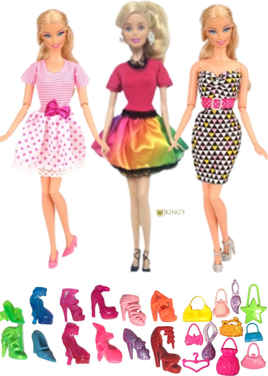 Barbie kleding - Poppenkleertjes - Barbie speelgoed - Speelgoed - Modepoppen kleren - Barbiepop kleren - 40 stuks - Inclusief accessoires